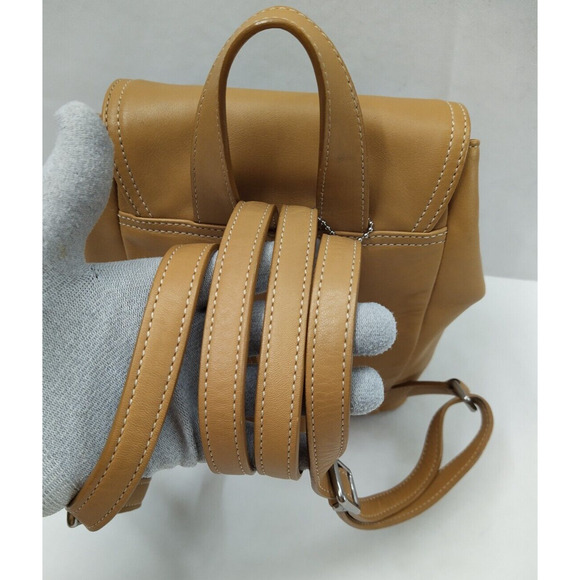 Coach Brown Tan Leather Drawstring Buckle Flap Closure Backpack - Vintage - Picture 4 of 16